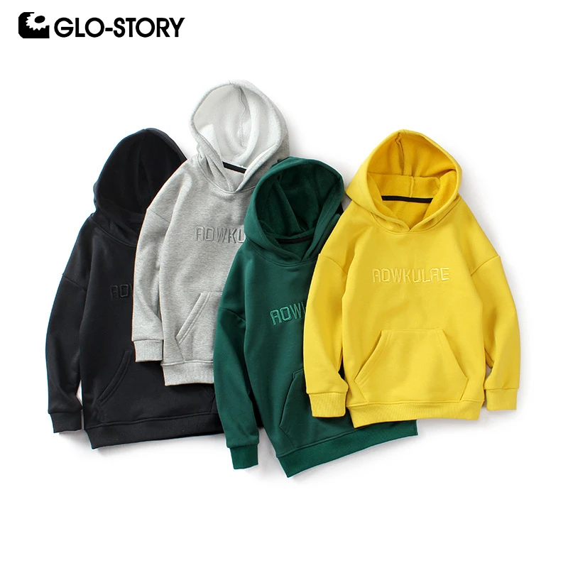 

GLO-STORY 2019 Autumn Kids Letter Solid Sweatshirts Hoodies Long Sleeve Unisex Boy Girl Clothes