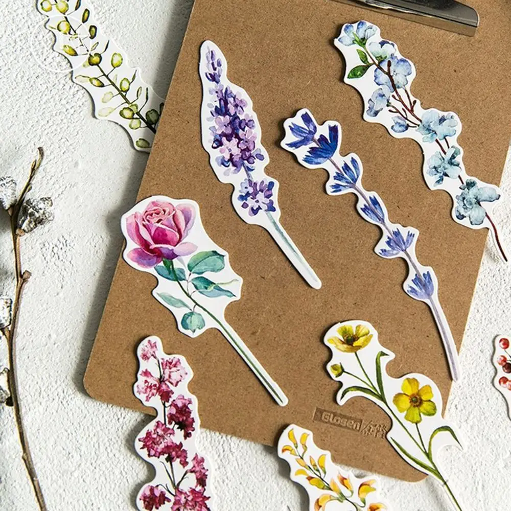 30 unids/set plantas bonitas marcador de libros de flores mensaje tarjetas marcadores de libros de notas de papel de punto de libro para libros de la Oficina de la escuela suministros estación