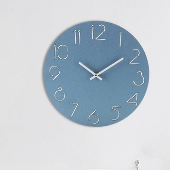 

12" European Simple Decoration Silent Unique Battery-operated Digital Big Decorative Quiet Hanging Clock Bedroom Wood Wall Clock