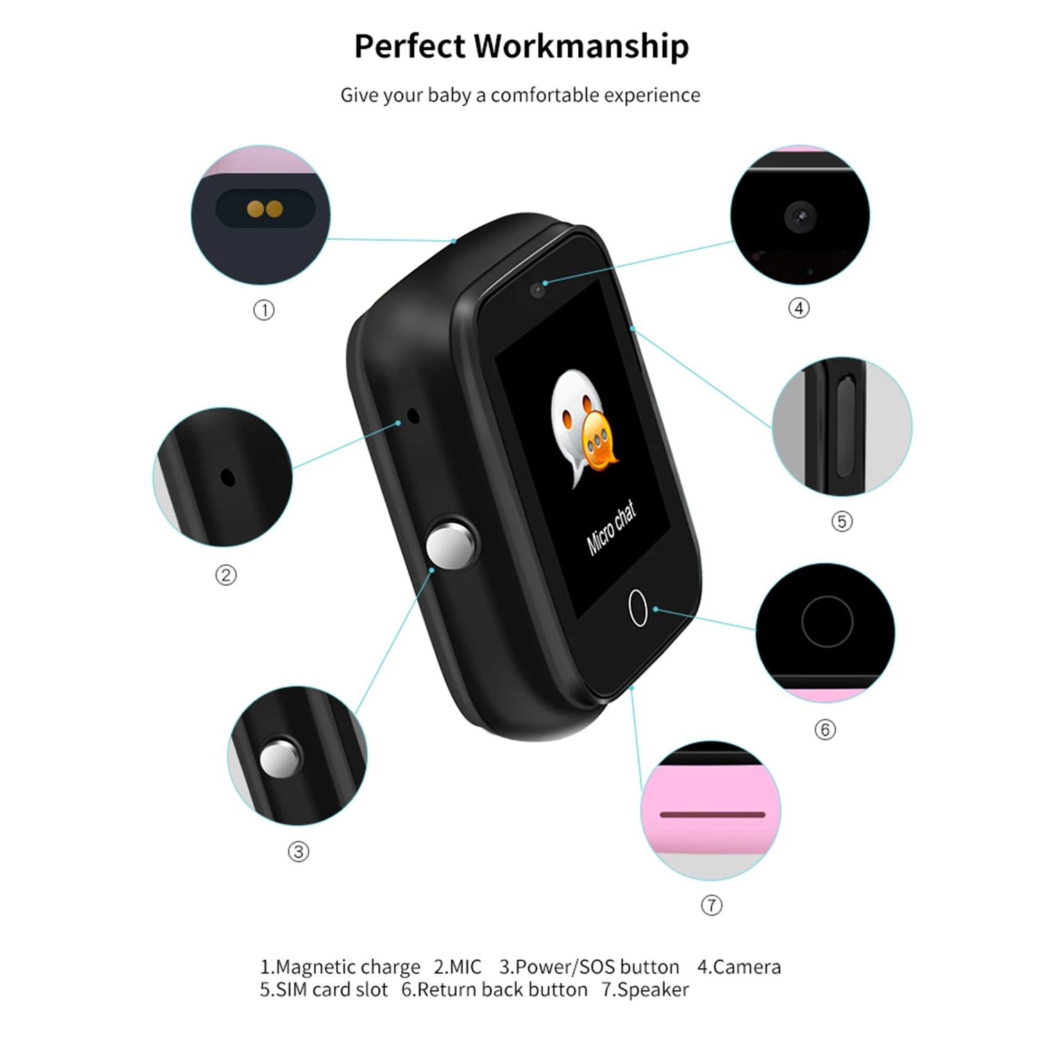 Kids Multi Function Waterproof SOS Anti-lost Smart Phone Watch 1.3inch Screen Touch Screen Locater Monitor Tracker Smartwatch