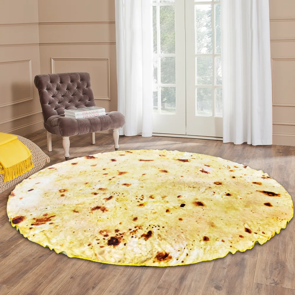 Мягкое фланелевое одеяло Burrito Tortilla, новинка, круглая форма, коралловый флис, одеяло для создания еды, одеяло s для пикника, самолета