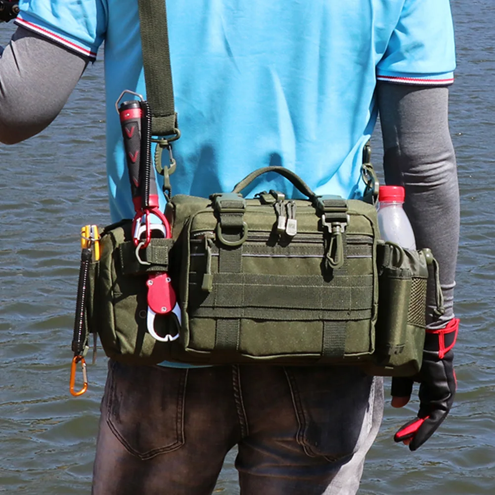 

Storage Portable Camping Sports Multi Pocket Lures Holder Adjustable Strap Outdoor Fishing Pouch Shoulder Zipper Tackle Bag