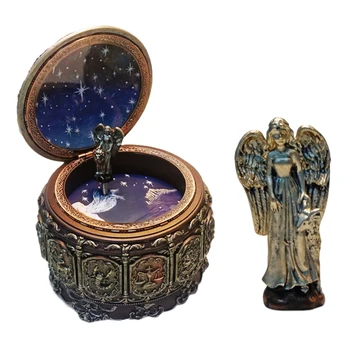 

12 Retro Style Antique Round Resin Desktop Ornament Home Decor Valentine's Day Birthday Music Box Christmas Gifts