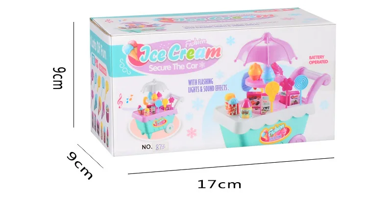 Simulation Small Ice Cream Carts Girl Mini Candy Cart Shop pretend play Supermarket Children's Toys Playing Home