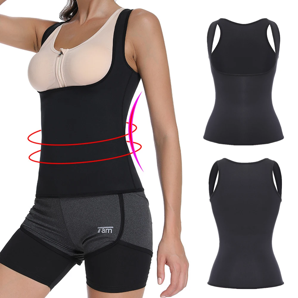 

Women Plus Size Neoprene Sweat Sauna Body Shapers Vest Waist Trainer Slimming Shapewear Weight Loss Corset Vest Tummy Shape Tank