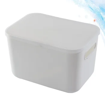 

1Pc Storage Box Dustproof Stackable Storage Organizer Dampproof Large Capacity Storage Box (White, Handle, Large Size)
