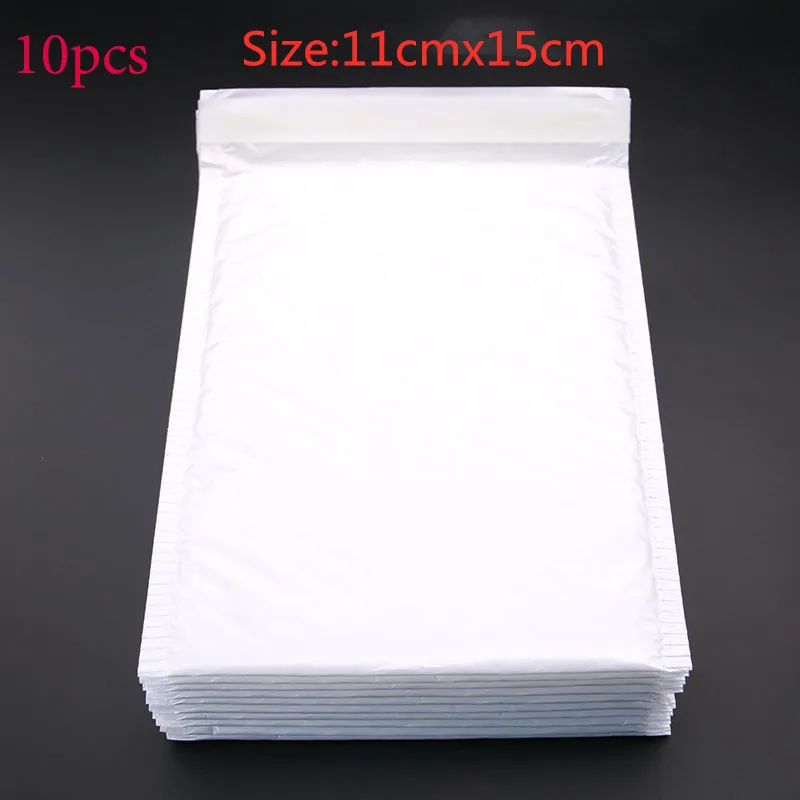 Barato 10 unids/lote 11cm x 15cm de espuma blanca sobre bolsas de sello de sobres acolchados sobres de envío con la burbuja de paquetes de envío X6MNeyoVzwV
