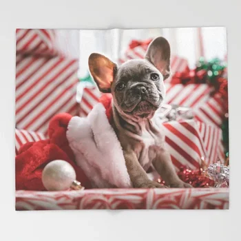 

Sweet Bulldog Blanket 3D Flannel Christmas Blanket for Bed Fleece Throw Funny Plush Bedspreads Wholesale