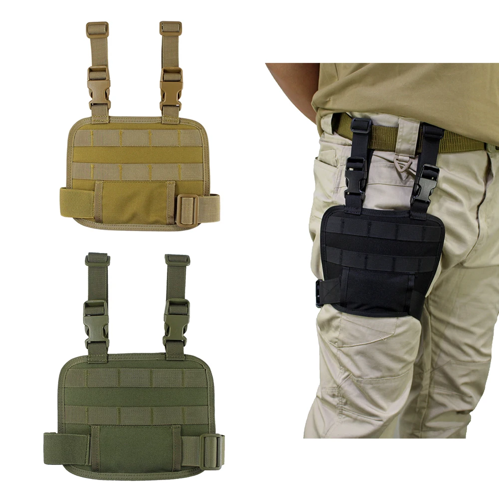 Plataforma táctica de caída para pierna, plataforma de muslo MOLLE para caza, Paintball, Airsoft, cinturón ajustable y tirantes a la altura del muslo