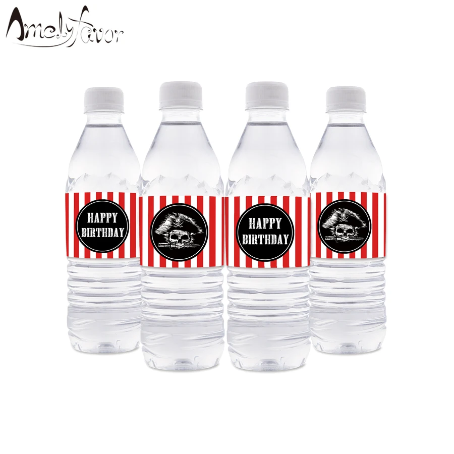 Pirates Theme Party Bottle Labels Decoration Pirate Logo Birthday Event Decorations Supplies Personalized Wrapper | Дом и сад