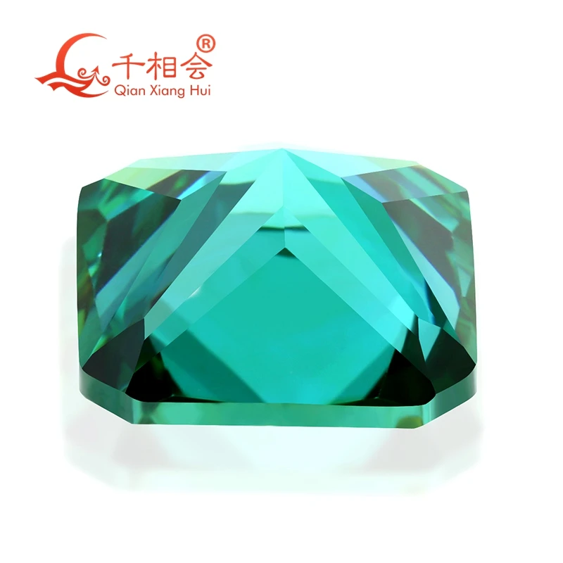 multi blue-green color  square shape cubic zirconia special color cz loose stone