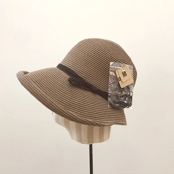 

Hats Spring and Summer 2020 Net Yarn Same Style Simple Curled Bow Knot Women Retro Straw Hat Fisherman Hat Fashion Basin Hat Cap