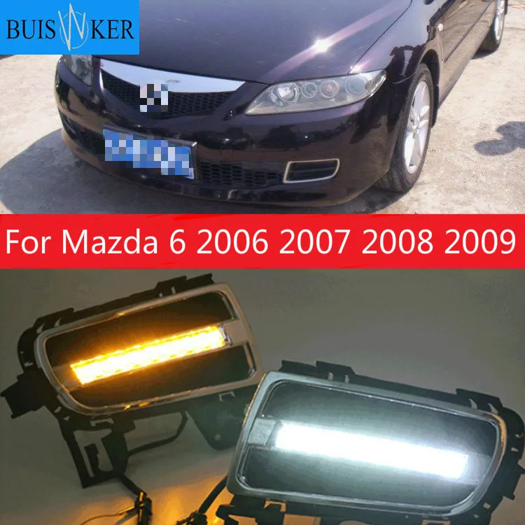 

2 шт. для Mazda 6 Mazda6 2006 2007 2008 2009 светодиодный DRL Дневной светильник Водонепроницаемый Поворотная сигнальная лампа