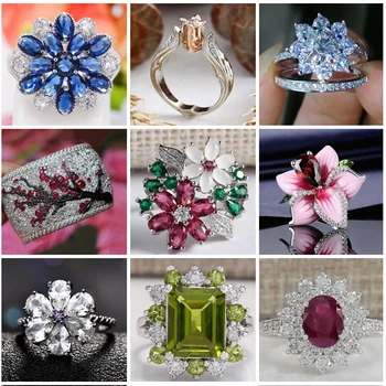 

Elegant Cubic Zircon Flower Rings For Women Wedding Gift Luxury Jewelry Crystal Princess Ring Ladies Fashion Accessories Z4K822