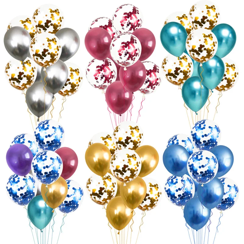 

10pcs/lot 12inch Latex Balloons And Colored Confetti Birthday Party Decorations Mix Rose Wedding Decoration Helium Ballon