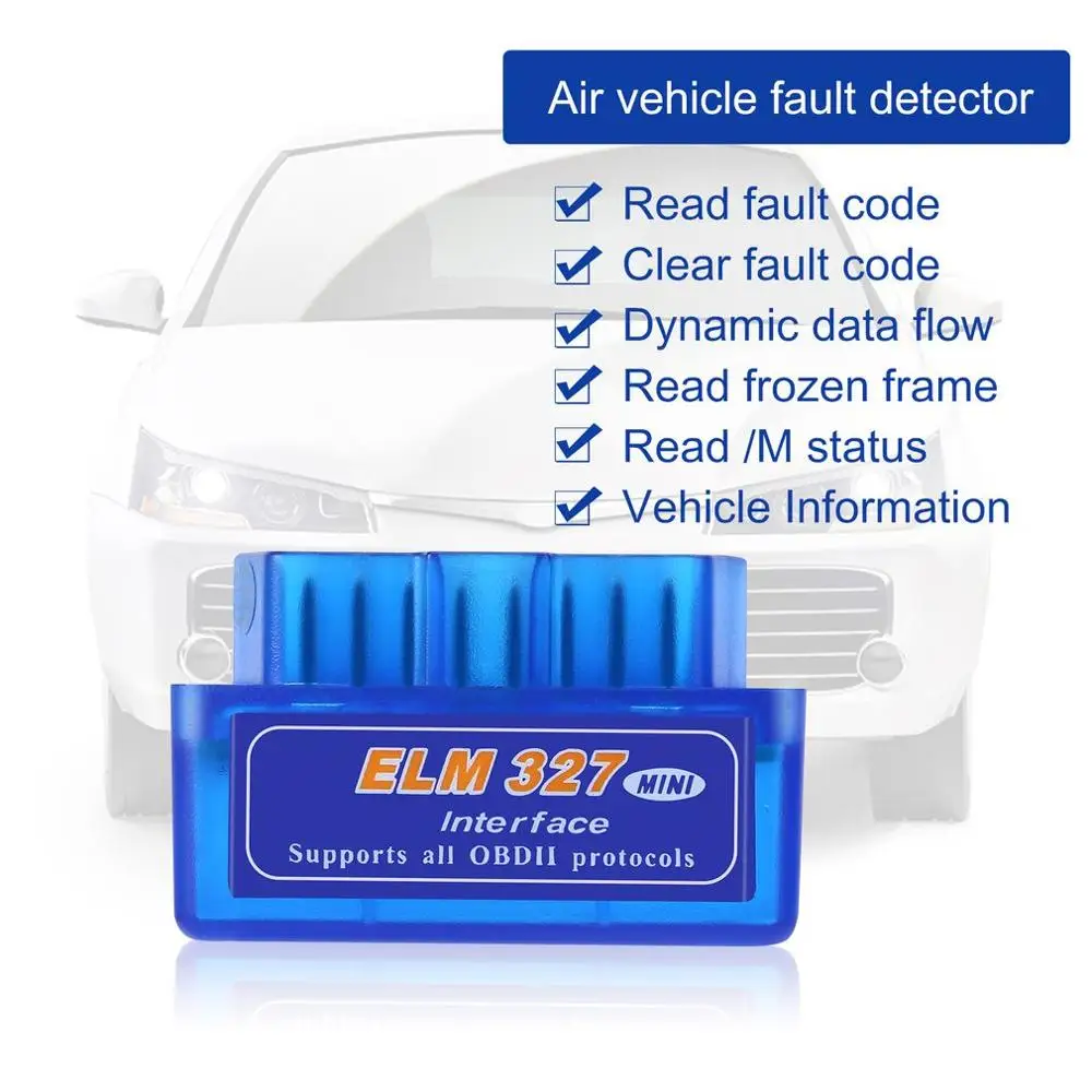 Портативный диагностический сканер ELM327 V2.1 OBD2 II Bluetooth автомобильный интерфейс