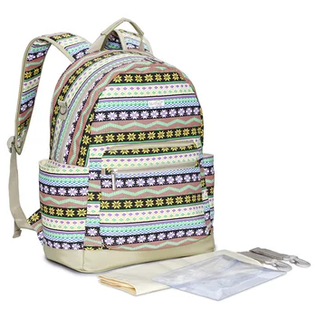 

INSULAR 10079 Printed Mummy Bag Canvas Shoulder Multifunction Large Capacity Canvas Backpack Thickened Shoulder Belt Diaper Bag