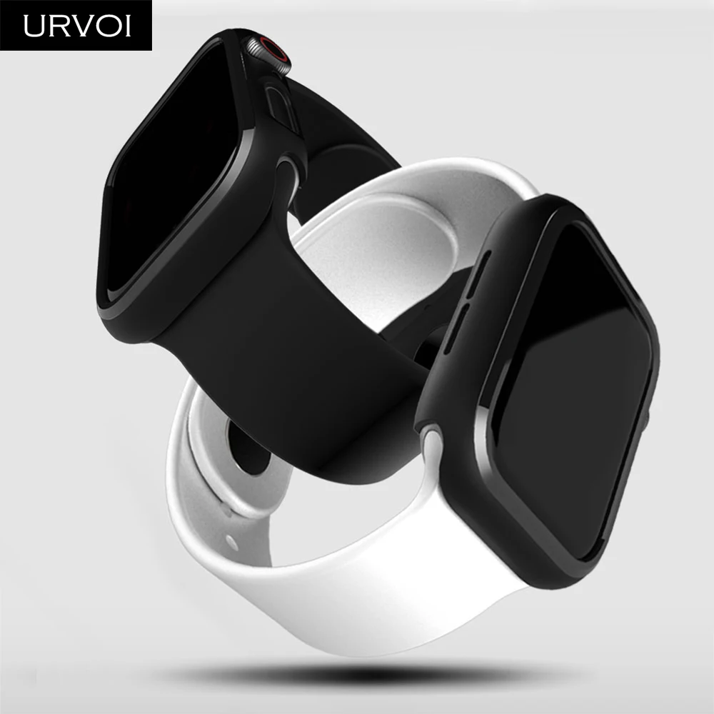 URVOI Black frame for Apple Watch series 4 3 Plastic bumper hard cover protectorfor iWatch 40 44mm slim fit Ultra-thin case_04