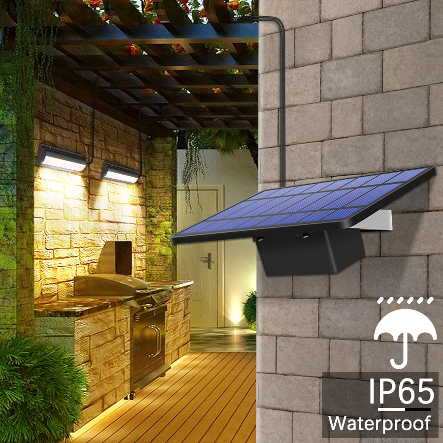 solar lighting system Double Head Solar Pendant Light Outdoor Indoor Waterproof 60 LED Solar Lamp With Pull Switch Lighting For Garden Flood Light solar lamps