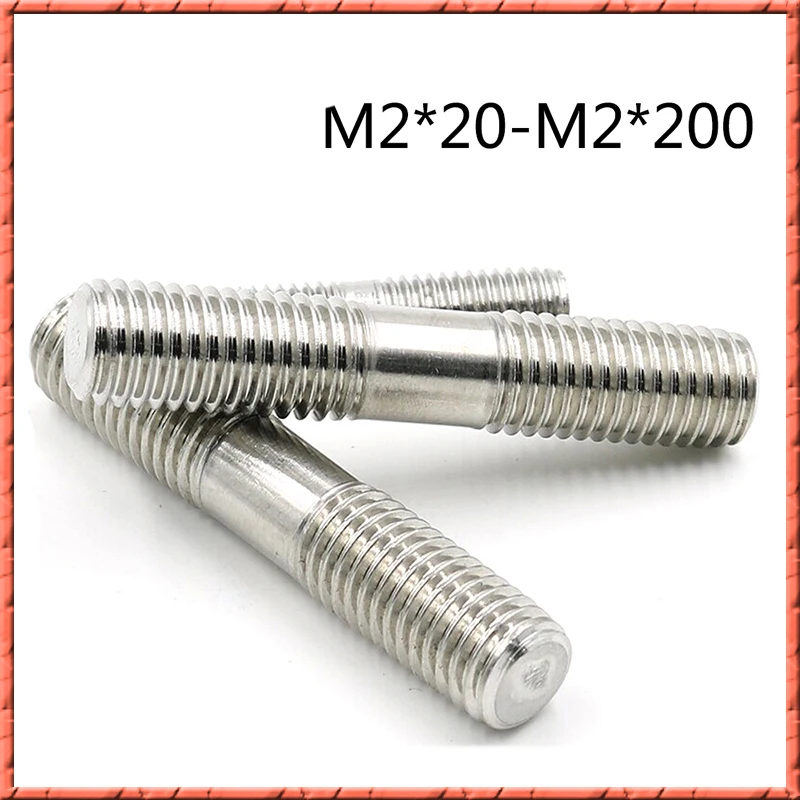 50pcslotStainlesssteel304316M2x20200mmDoubleendedScrews