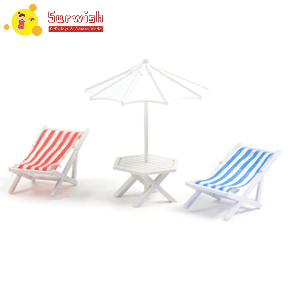  1:50 DIY Sun Umbrella Table With Beach Chair Set Home Decoration For Model Sand Table