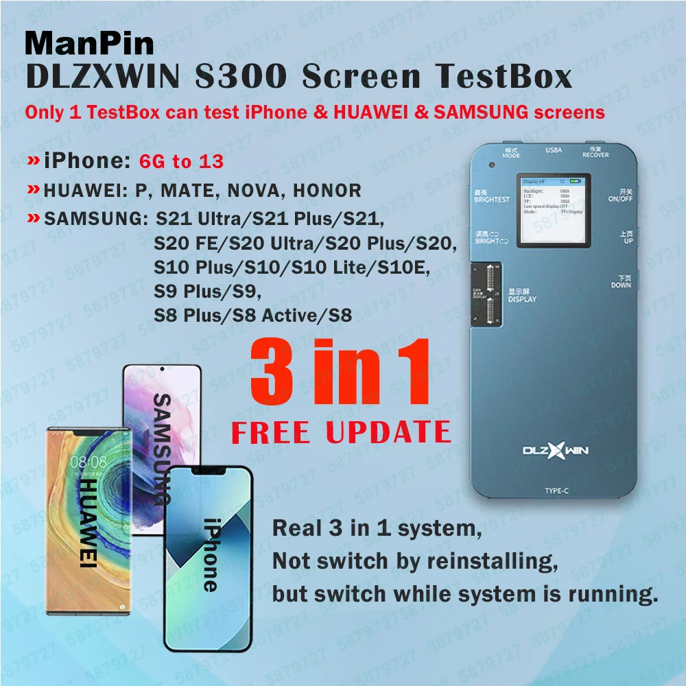 3in1 S300 Screen Tester For iPhone Samsung Huawei 6 to 13 Mini XS 12 Pro Max True Tone 3D Touch Testing Phone Repair Tools New | Мобильные