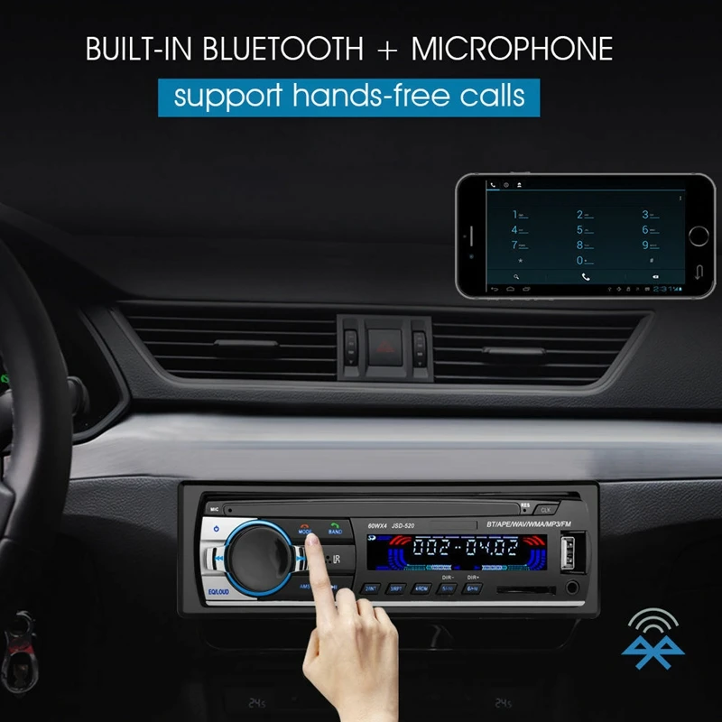 12V стерео fm-радио Mp3 плеер аудио Поддержка Bluetooth телефон с Usb/Sd/Mmc/Порты и разъёмы Автомобильная электроника встроено 1 Din