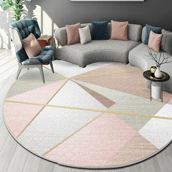 

Nordic Round Carpet Pink Living Room Big Rug Computer Chair Floor Mat Kid Office Hotel Home Carpet Home Entrance/Hallway Doormat