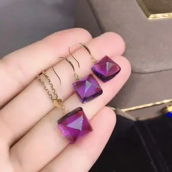 شراءمربع الطبيعية الجمشت مجموعات مجوهرات للنساء حزب S925 فضة غرامة مجوهرات أنيقة حقيقية الأحجار الكريمة هدايا معتمدة