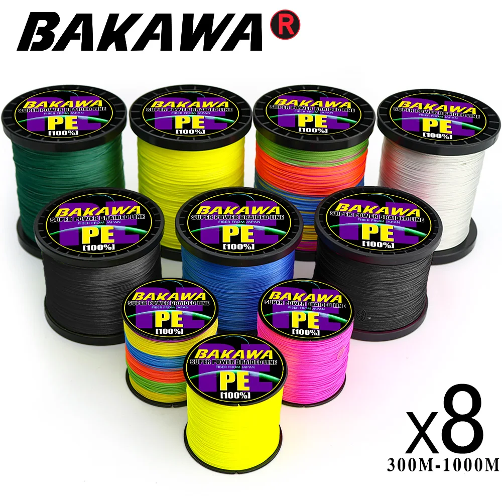 

BAKAWA Carp Braided Fishing Line Pesca 8 Strand Fly PE Wire Peche Sea Spinning Multifilamento Cord 300M 500M 1000M 22-120LB