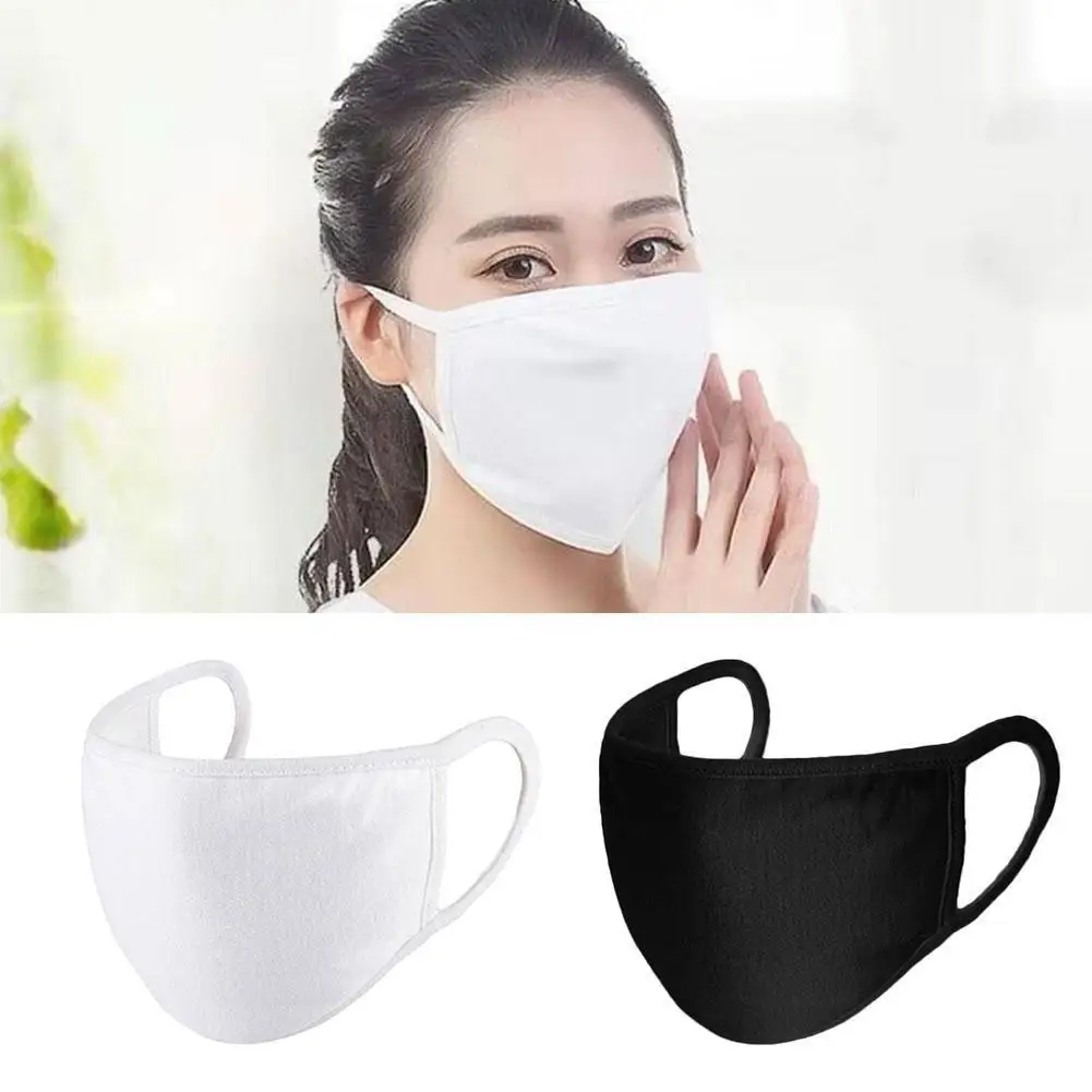 

1pc Unisex Black White Mask Outdoor Riding Windproof Soft Cloth Cover Face Earloop Dustproof Gauze Masks Cotton Breathing M T2H2