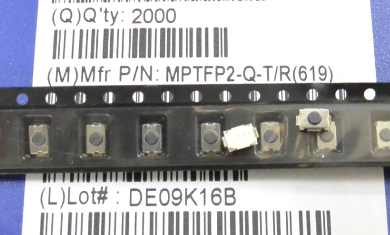 20PCS Original MPTFP2-Q-T/R Button 3 * 4 2 SMD Tact Switch Light Feel |