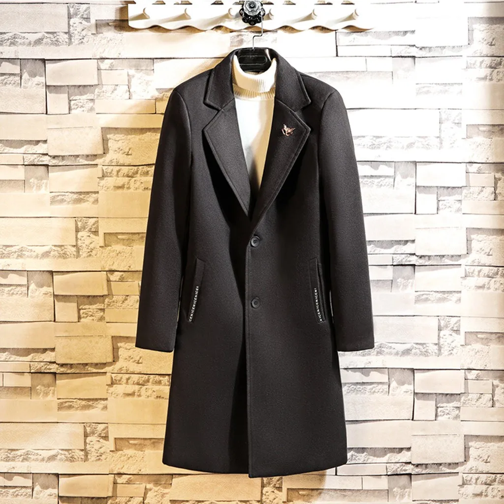 

Autumn and winter coat Men's long sleeve jacket Solid color versatile coat Multicolor long sleeve jacket Single Breasted Y10.4