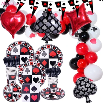 

Poker Party Disposable Tableware Set Casino Cards Paper Plates Napkins Cups Adult Kids Birthday Party Decoration Supplies