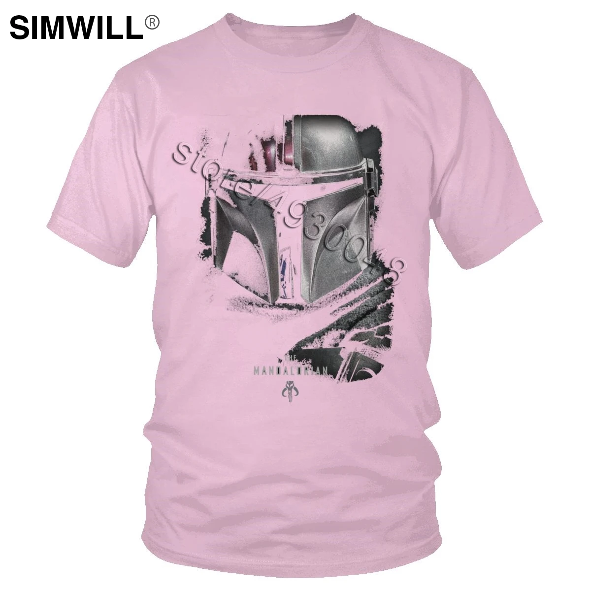 Крутая блестящая загадочная Мандалорская футболка, Классическая Летняя хлопковая футболка, Мужская футболка с коротким рукавом и вырезом лодочкой, Звездные войны, футболка, подарок фанатам фильмов - Цвет: Розовый