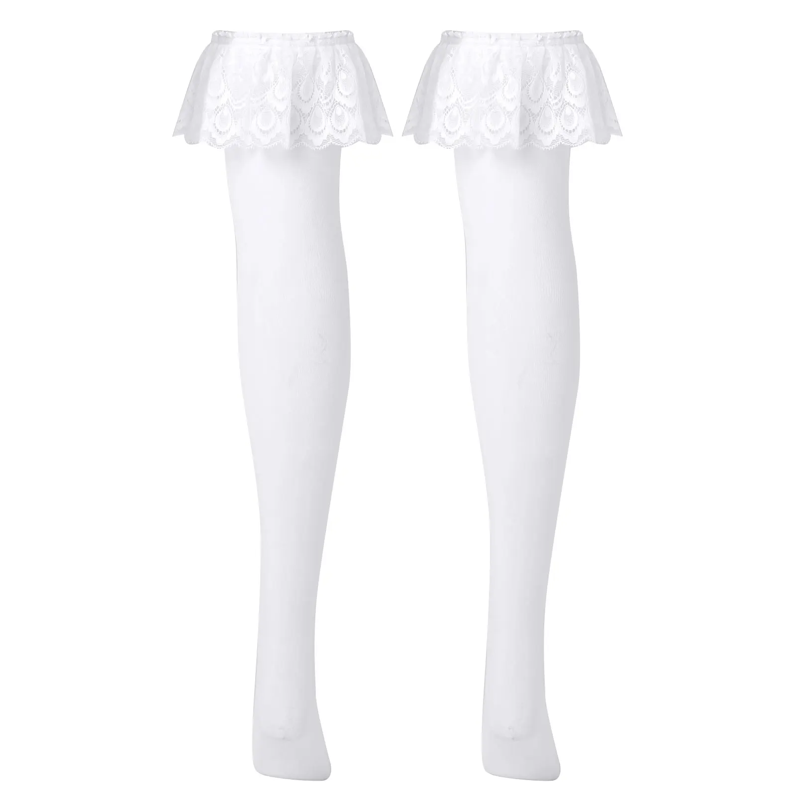 Cosplay&ware Women Sheer Soft Thigh High Long Stockings With Lace Trimming Ladies Tube Over Knee Socks Japanese Harajuku -Zentai shop online H197e7309e70140d799d943193d60591b7.jpg