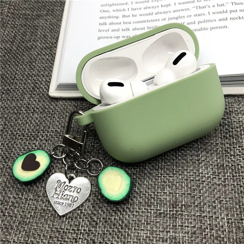

For Airpods 3 Protective Cover with Key Ring for Apple AirPods Pro Case Cover Cute Green Fruit Avocado Bluetooth Earphone Case