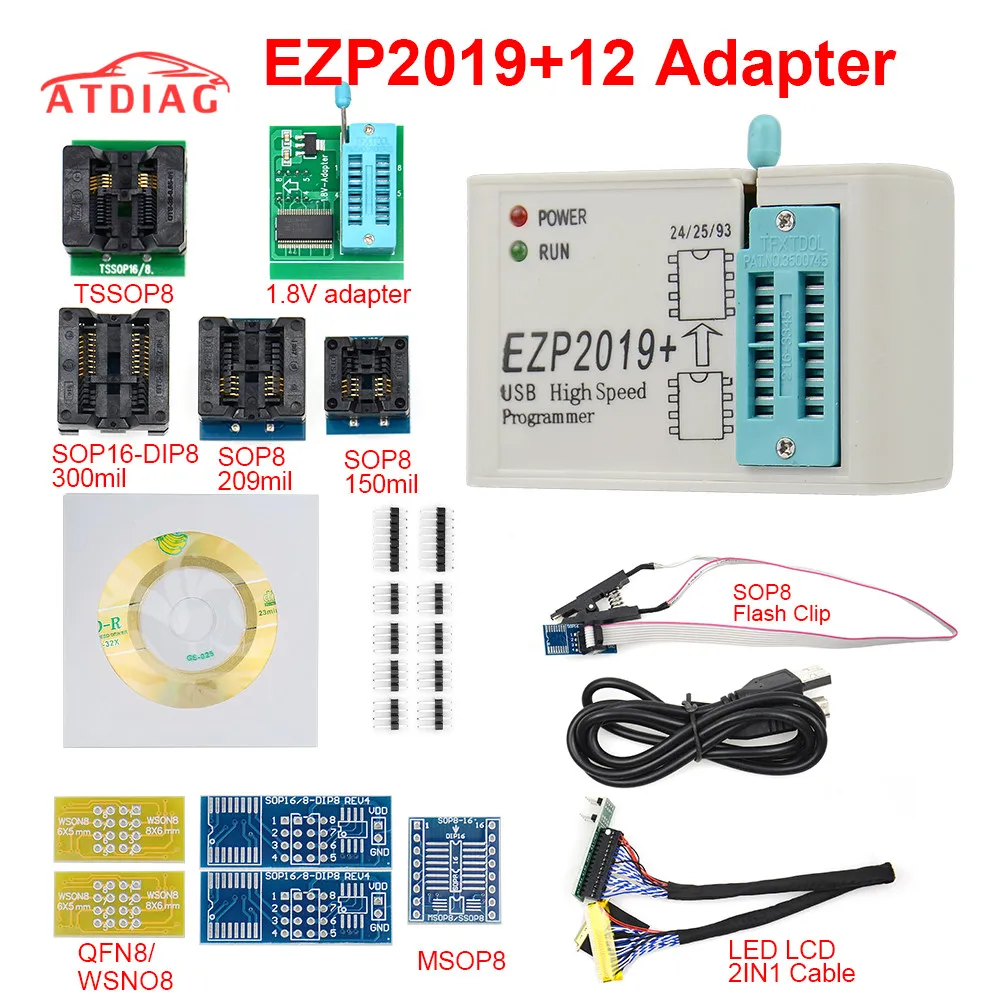 EZP 2019 EZP2019 + высокоскоростной USB SPI программатор EEPROM minipro адаптер|Считыватели кодов