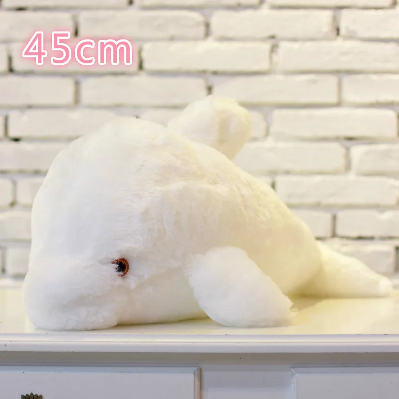 45cm White Dolphins 50 см красочные светящиеся плюшевая собака светодиодный светильник Подушка Детские Мягкие игрушки кукла животного подарок на день рождения для ребенка - Цвет: 45cm White Dolphins