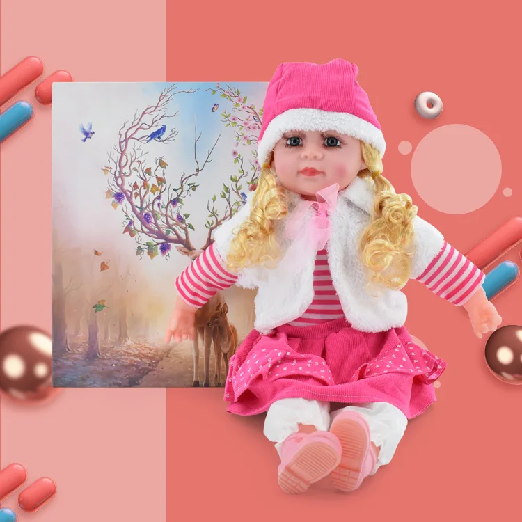 

High-End Simulated Doll GIRL'S Vinyl Figurine Children Plush Educational Toys with Music Box Gift Doll Model