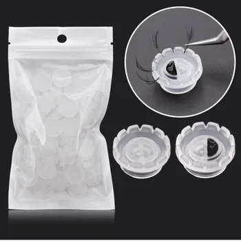 

Hot new 100pcs Individual Eyelash Glue Holder Grafting Eyelashes Quick Blossom Cup Ring Eyelash Extension Adhesive Stand