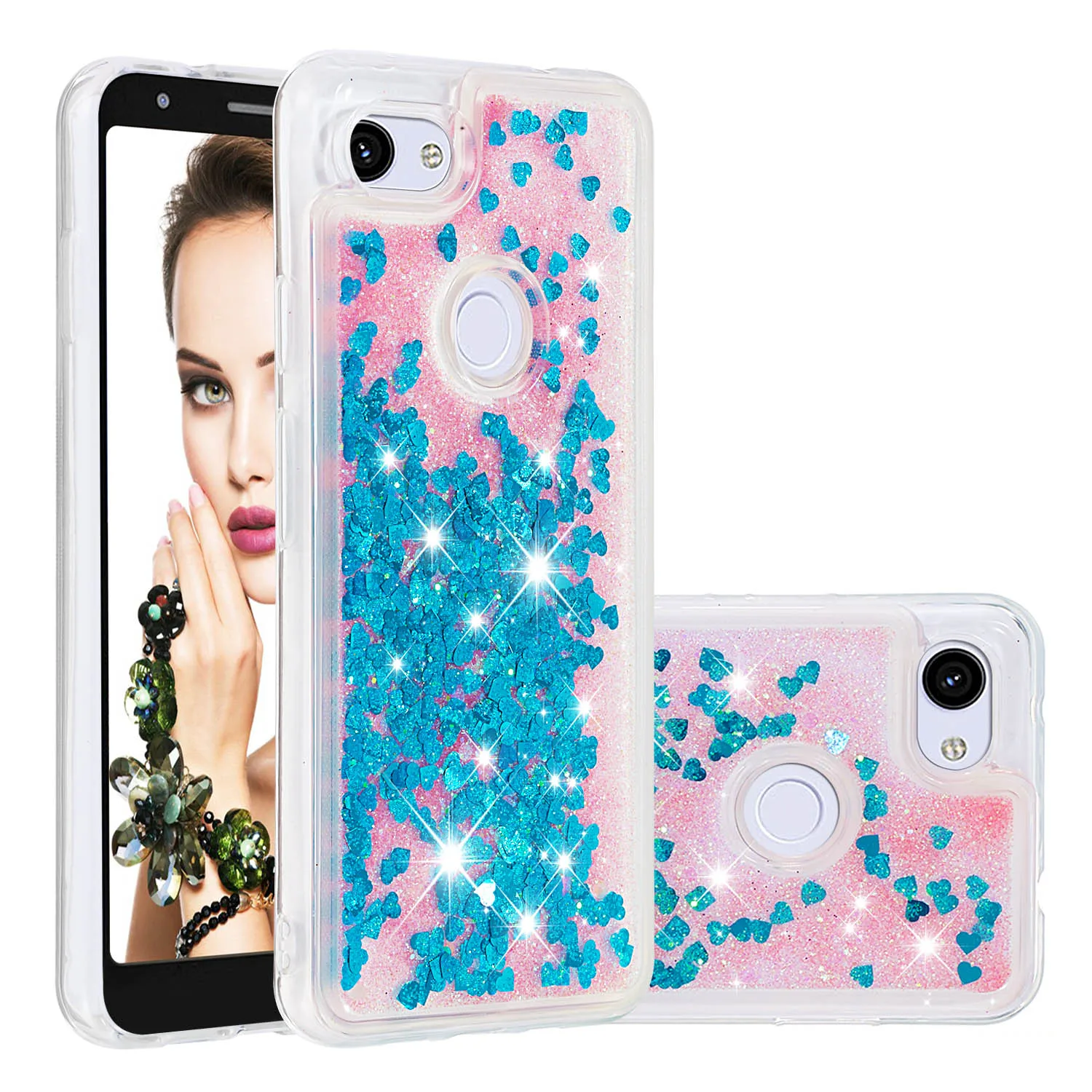 

Liquid Quicksand Soft TPU Phone Cases For Google Pixel 3a XL 3a Case Back Cover Glitter Bling Sequin Bumper Funda Coque Gifts