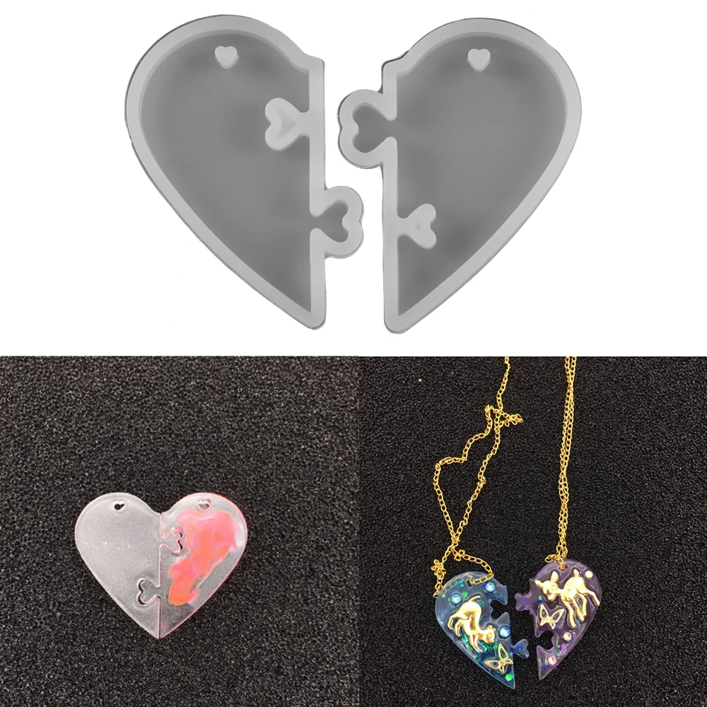 1 Set Heart locks for Lovers Pendant Liquid Silicone Mold Charms Pendant Molds for DIY Epoxy Resin Mould Jewelry Making Tools 1pcs cat key chain silicone molds epoxy resin craft jewelry making mini heart moon star mold resin diy charms keychain tools