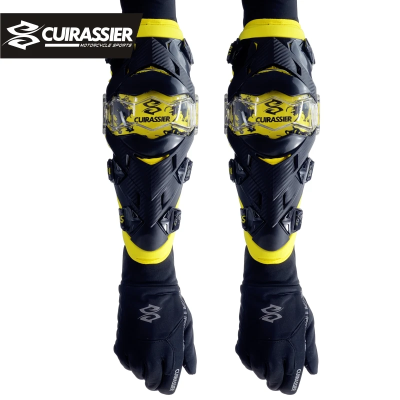 Baratos Protector de codo de motocicleta Cuirassier rodilleras protectores de rodilla Motocross cuesta abajo moto de tierra MX protección todoterreno de carreras coderas almohadillas