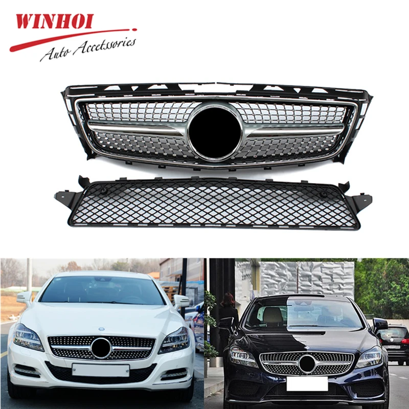 Автомобильный гриль сетка для Mercedes Benz CLS класс W218 ABS Сменная сетка без эмблемы и аксессуары для автомобиля передний бампер гоночные решетки