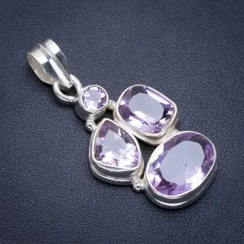 

Natural Amethyst Handmade Unique 925 Sterling Silver Pendant 1.75" A1803