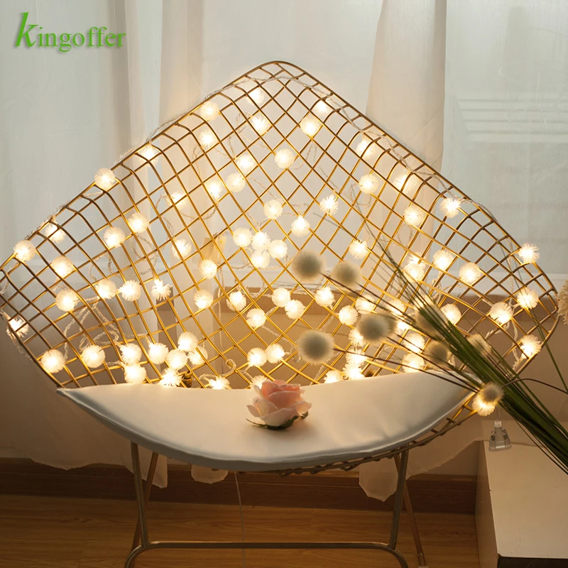 

Furry Snow Ball Edelweiss Led String Light for Garden Wedding Party Fairy Garland Holiday Decoration Lamp AC 220V 10 20 30 50M