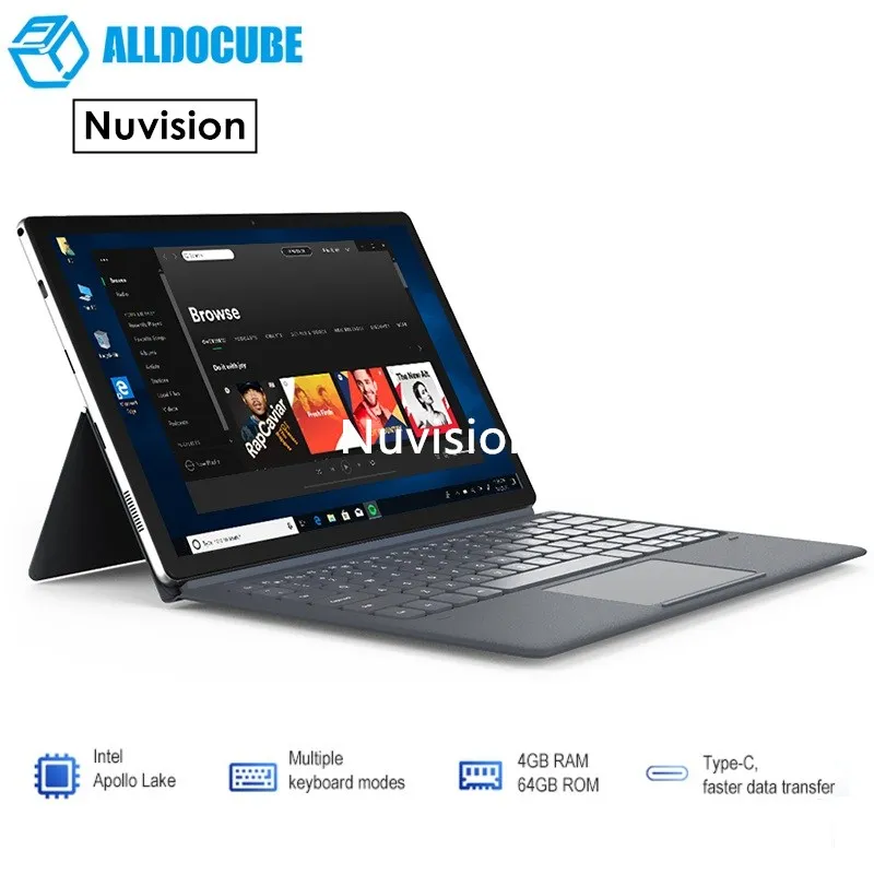 

ALLDOCUBE Nuvision 2 in1 Tablet PC 11.6'' Windows 10 Intel Apollo Lake N3350 4GB RAM 64GB SSD With Keyboard Dual Cam BT WiFi