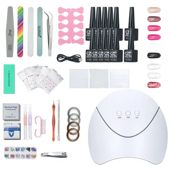 

Gel Nail Polish Starter Kit 10 Colors Gel Polish Set Base Top Coat 24W LED Nail Dryer Lamp with Nail Clipper