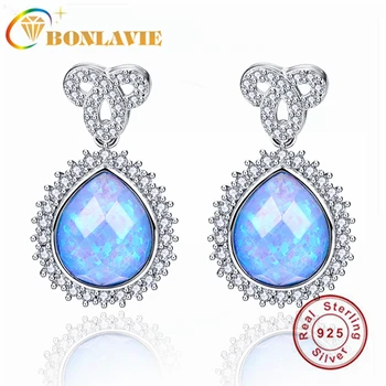 

BONLAVIE 925 Sterling Silver 10*12mm Drop-shaped Opal Eternal Knot Earrings Inlaid with Zircon Women Earrings